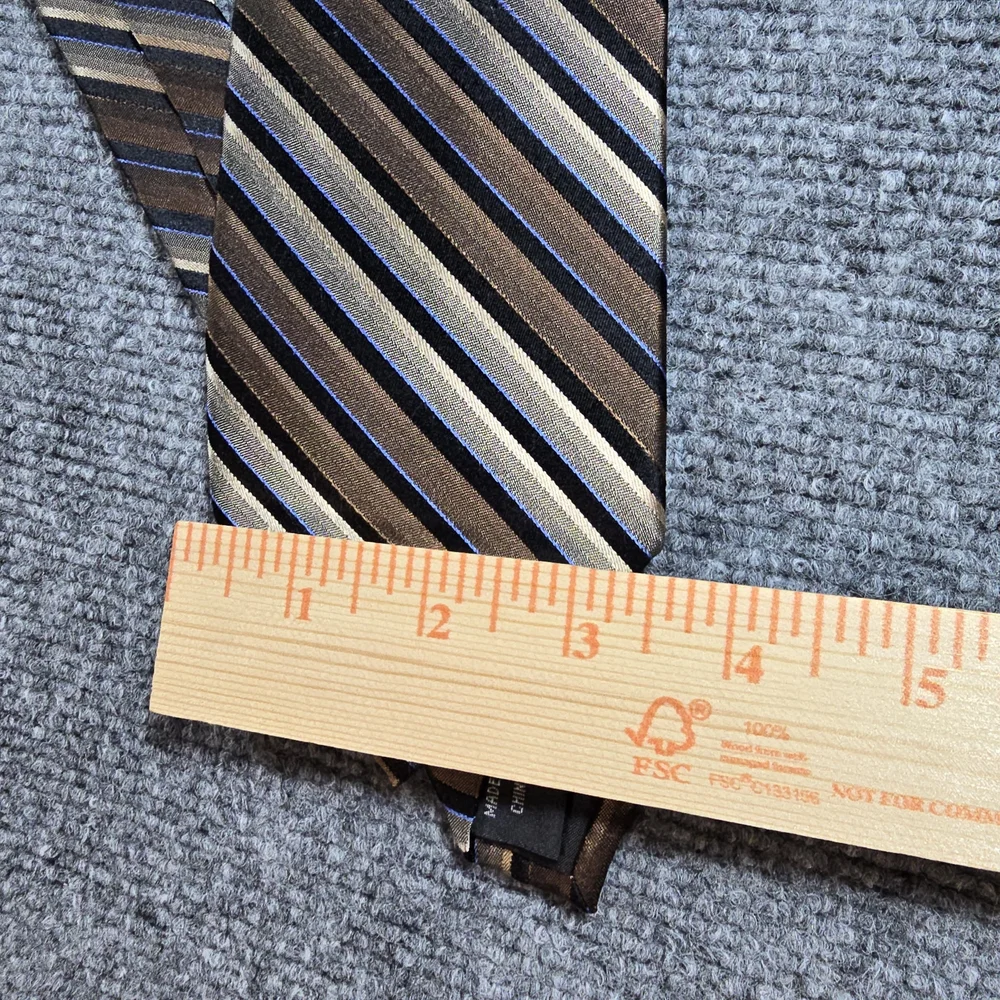 Bugatti Mens Silk Tie Brown Gold Stripe Classic Necktie - Picture 3 of 6